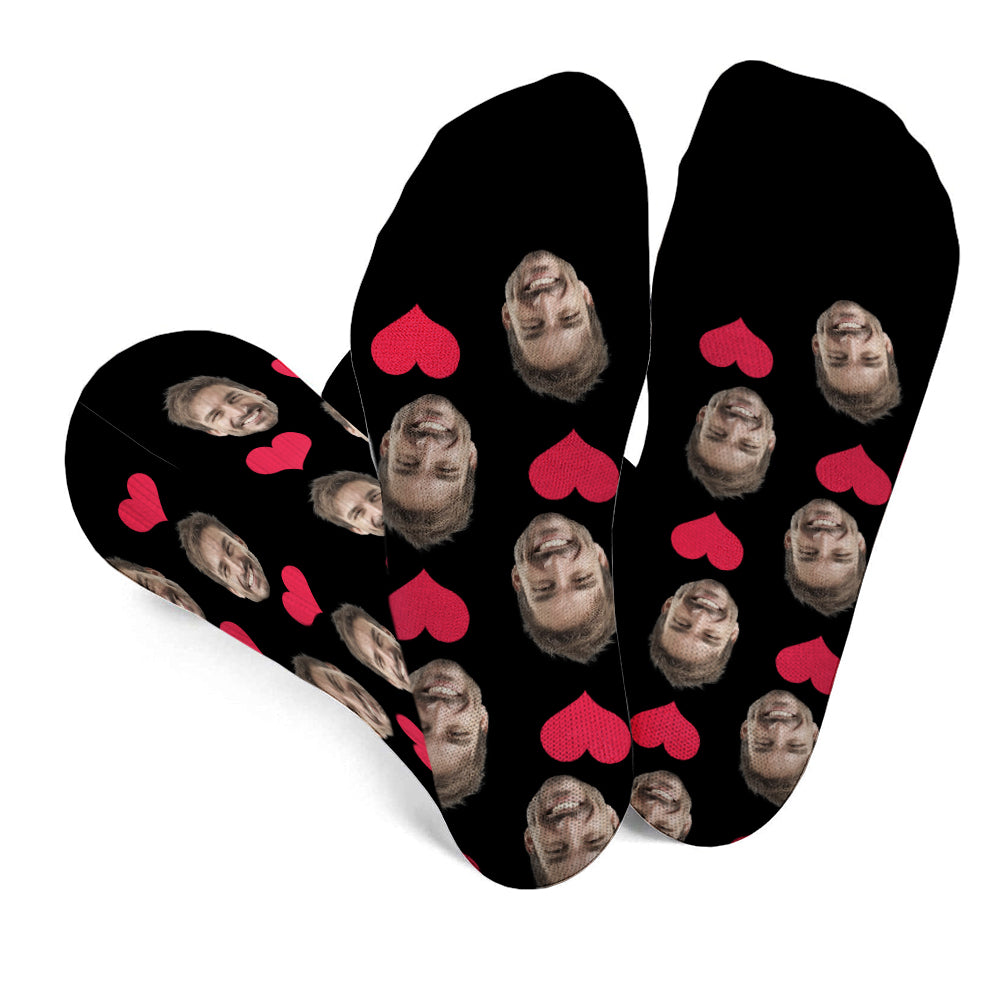 Custom Face Heart Pattern - Personalized Uncle Socks