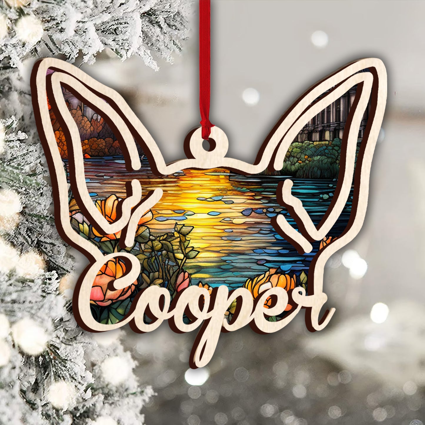 Hundeohren – Geschenk für Hunde- und Katzenliebhaber, für alle, die einen Hund oder eine Katze verloren haben – Personalisierter, zweilagiger Anhänger