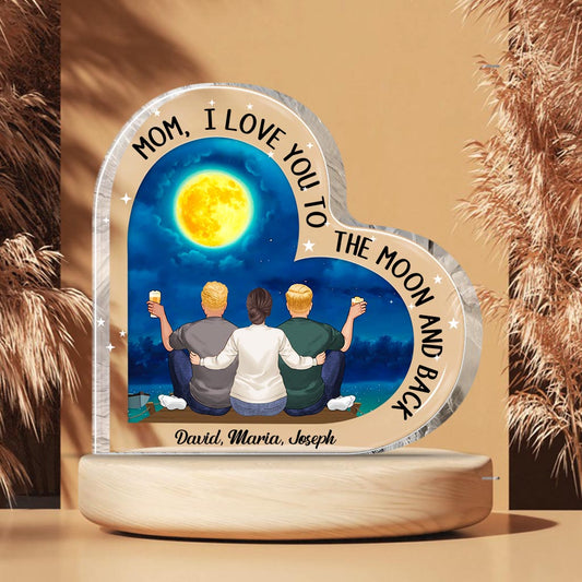 Moon And Back - Gift for mom, grandma - Personalized Custom Shaped Acrylic Plaque