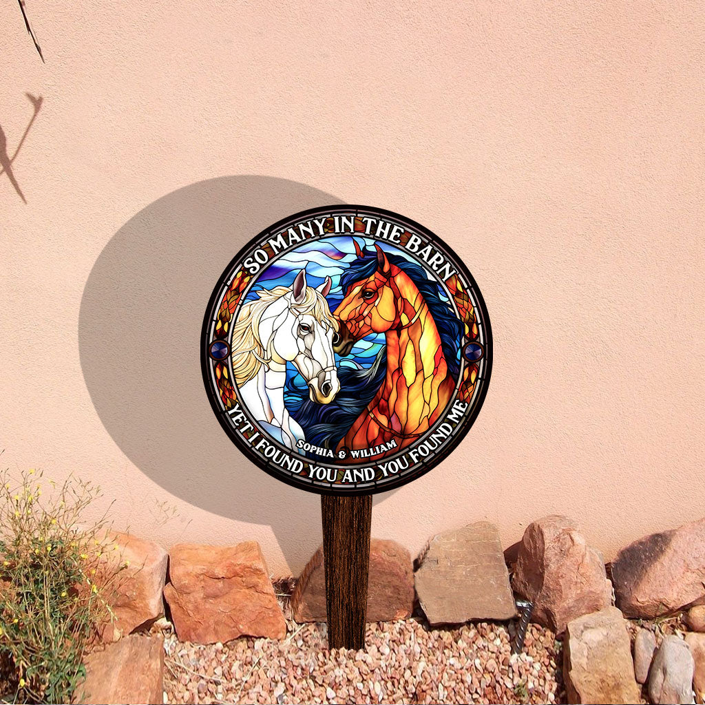 So viele im Stall – Pferdegeschenk für Ehemann, Ehefrau, Freund, Freundin – Personalisiertes Acryl-Gartenschild