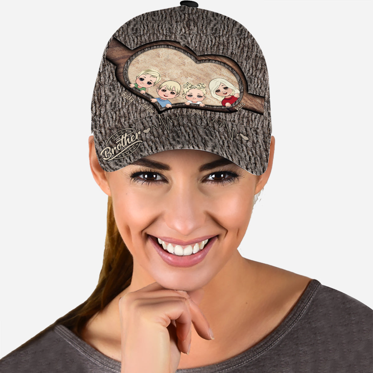 Immer wenn du dieses Herz berührst – Geschenk für Papa, Oma, Opa, Mama, Onkel, Tante, Bruder, Schwester – Personalisierte klassische Kappe