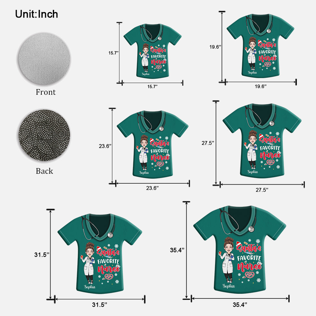 Santas Lieblingskrankenschwester – Personalisierte Fußmatte in Form einer Krankenschwester