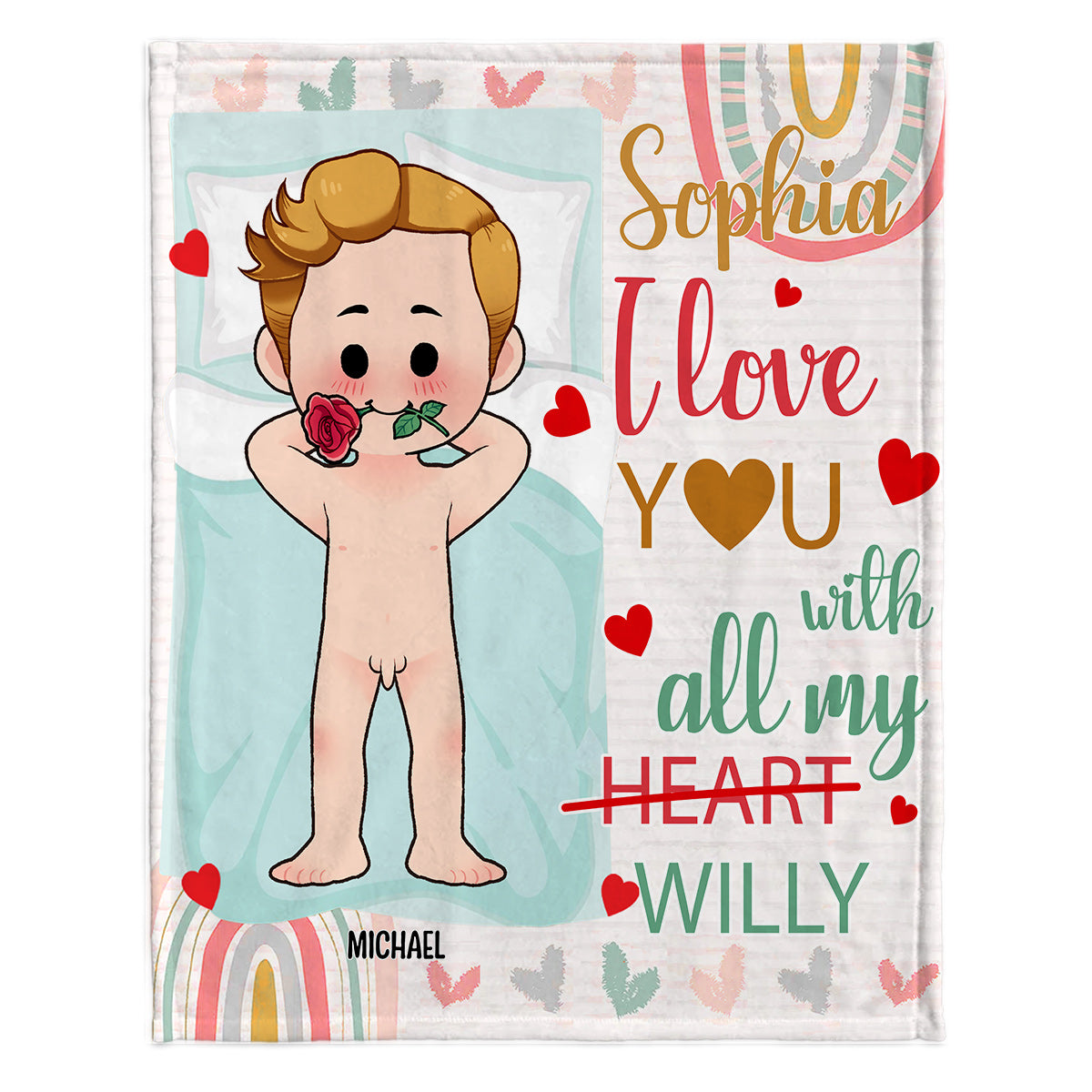 I Love You With All My Willy - Personalized Couple Blanket
