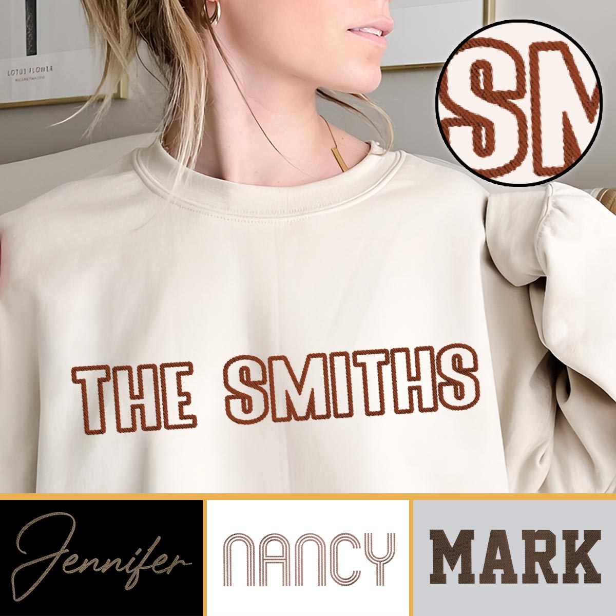 Custom Name - Personalized Family Embroidered Sweater