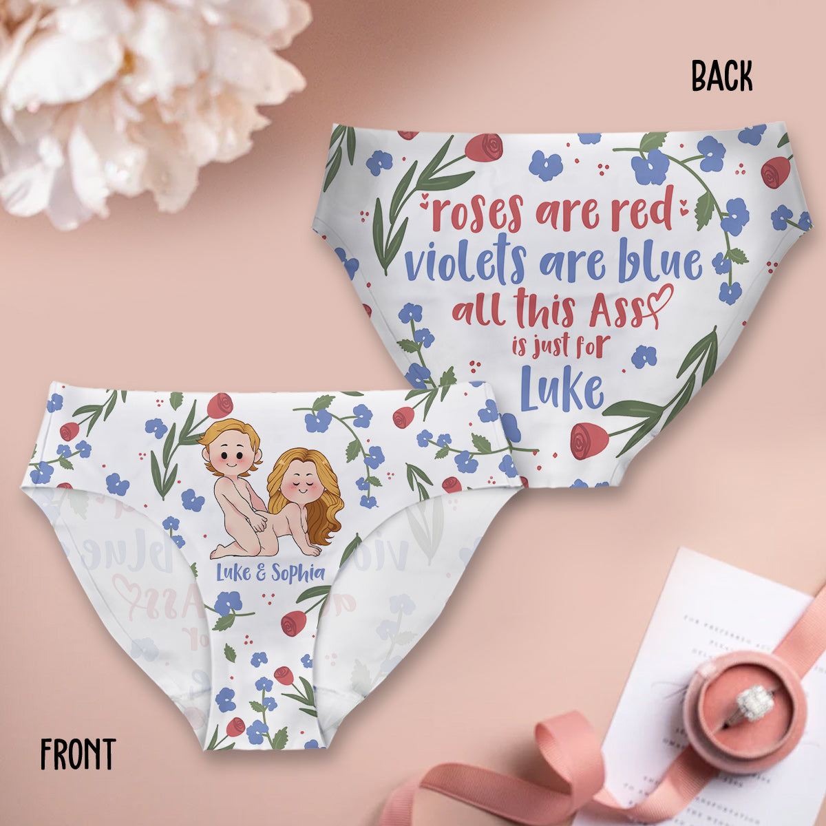 Rosen sind rot, Veilchen sind blau – personalisierte Damen-Pantoletten