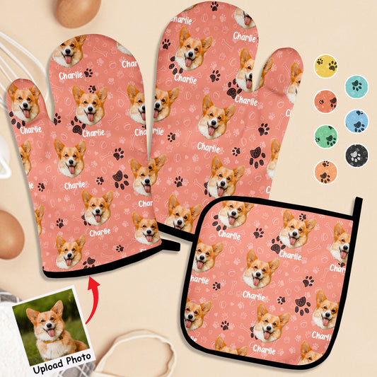 Personalisierte Haustierdecke mit Foto – Geschenk für Katzenliebhaber – Set aus personalisierten Topflappen und Ofenhandschuhen