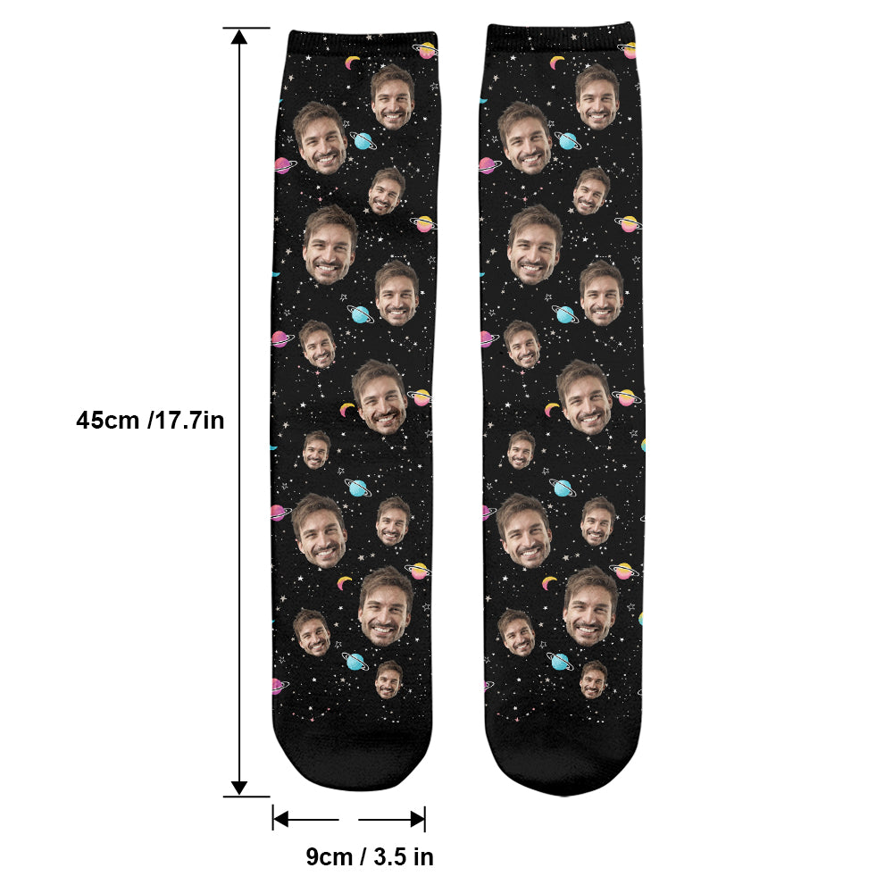 Custom Face Galaxy - Personalized Step Dad Socks