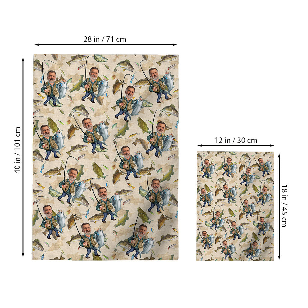 Lustiges Angelmotiv mit Foto - Personalisierte Angel-Gartenflagge