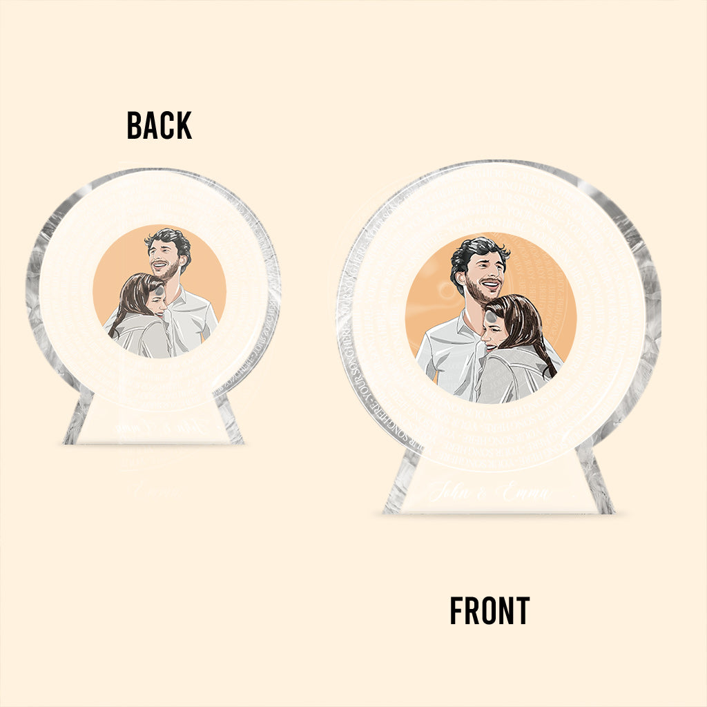 Unser Lieblingslied – Personalisierte Acrylplakette in Pärchenform