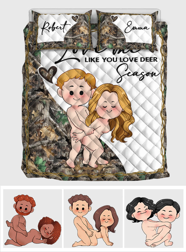 Liebe mich wie du die Hirschsaison liebst - Personalisiertes Jagd-Quilt-Set