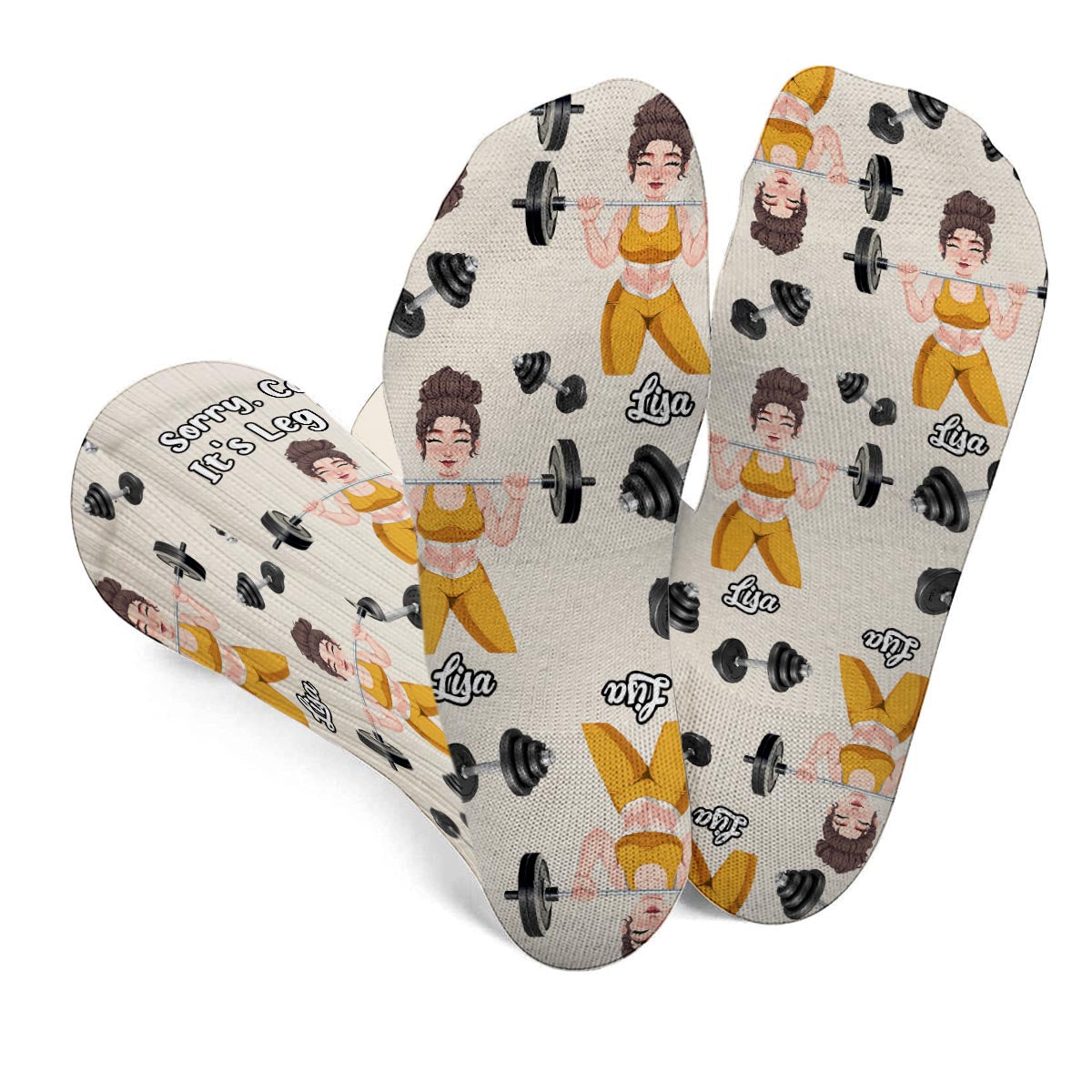 Tut mir leid, geht nicht, heute ist Beintag – personalisierte Fitness-Socken