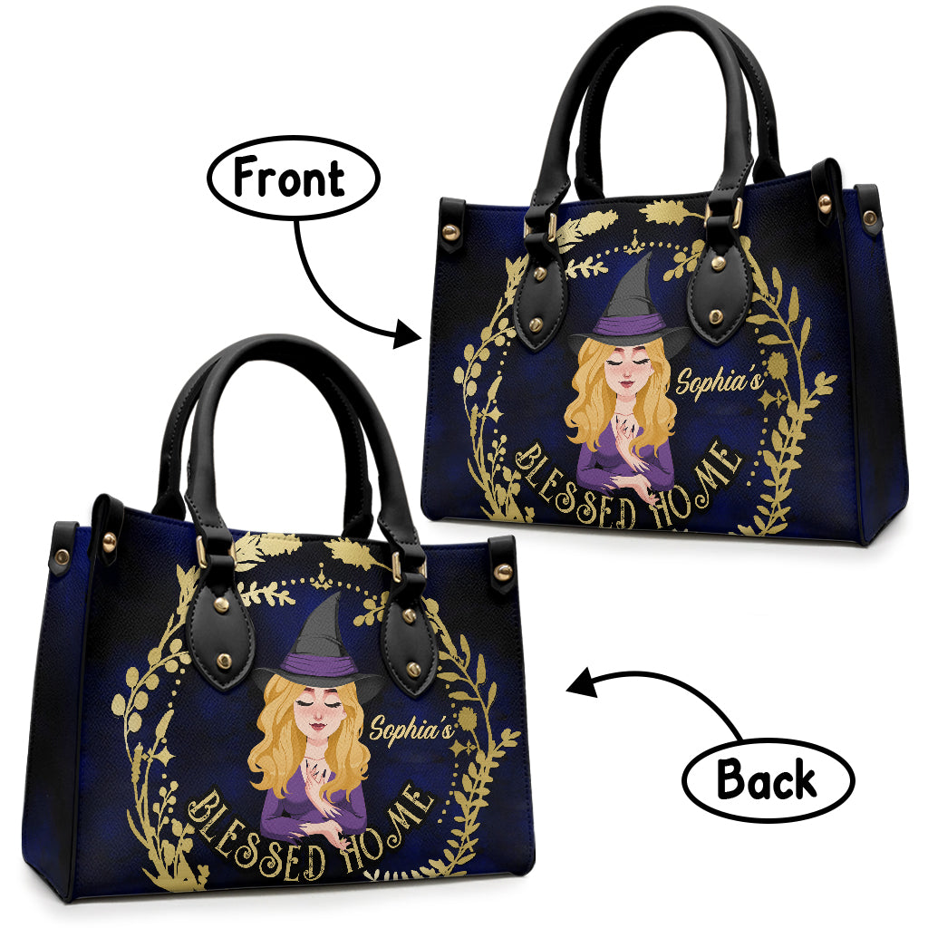 Gesegnetes Zuhause – Personalisierte Hexen-Lederhandtasche