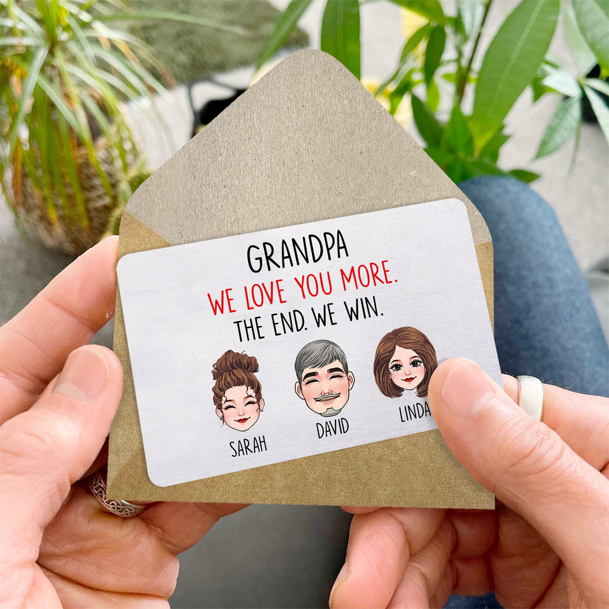 Dad I Love You More - Gift for dad, grandma, grandpa, mom, uncle, aunt, friend, brother, sister - Personalized Wallet Insert Card
