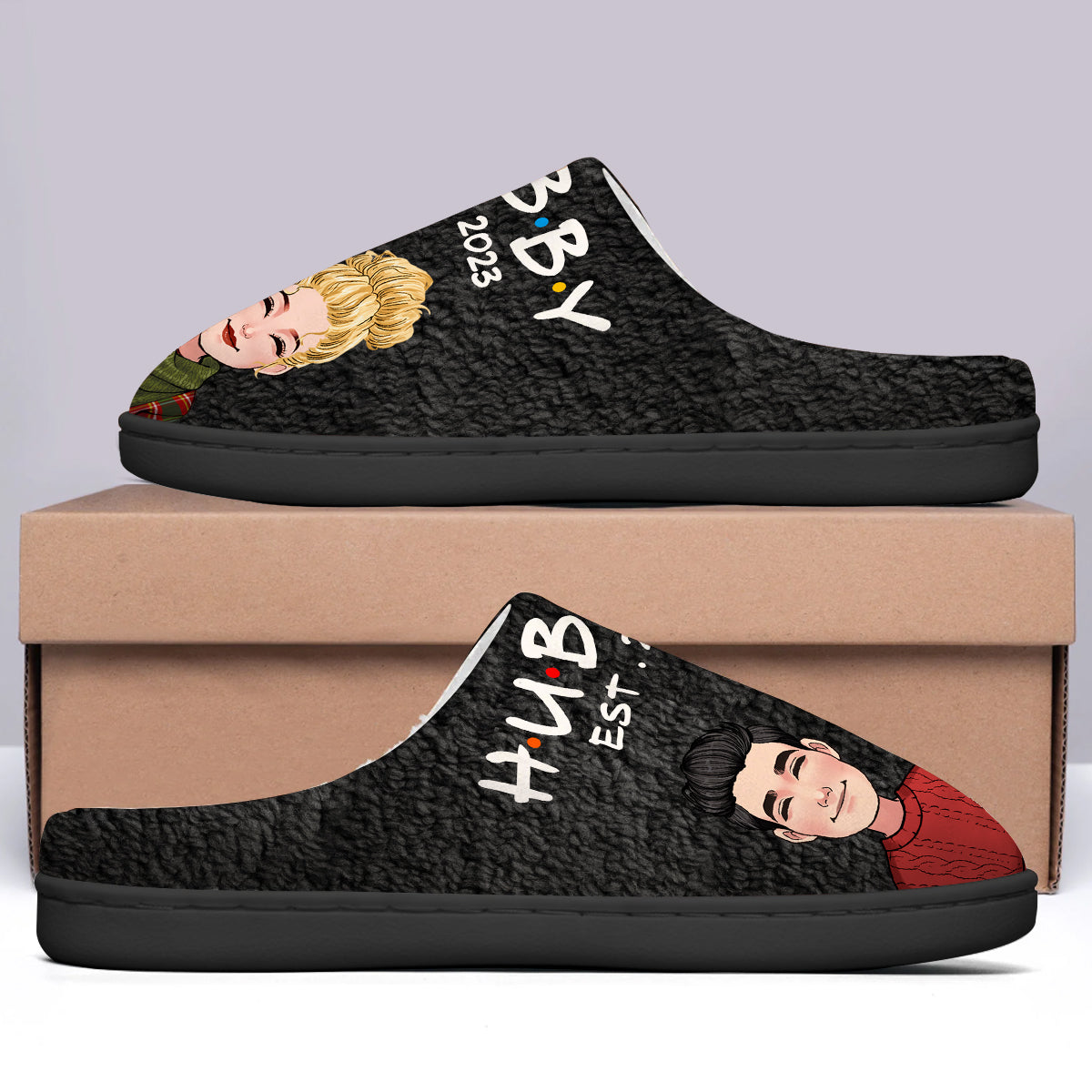 Ehemann und Ehefrau seit - Geschenk für Ehefrau, Ehemann - Personalisierte Hausschuhe