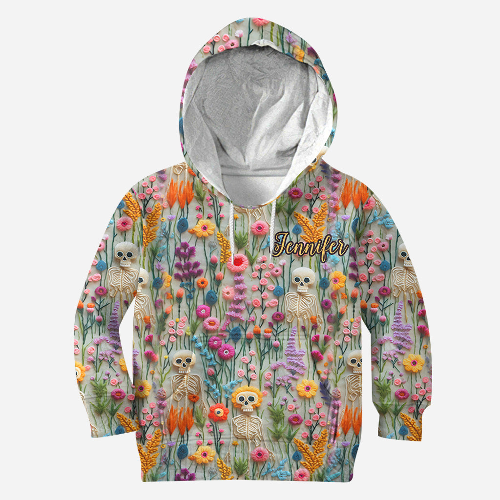 Blumenskelett - Personalisiertes Totenkopf-Shirt