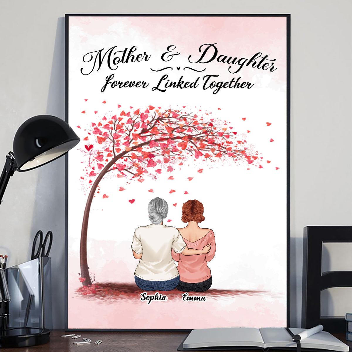 Für immer verbunden – Geschenk für Mama, Tochter, Sohn – Personalisierte Leinwand und Poster