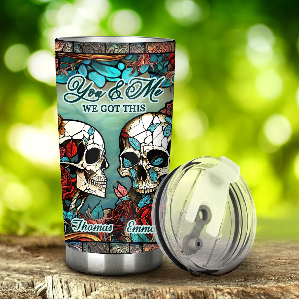 Totenkopf-Pärchen – Totenkopf-Geschenk für Ehemann, Ehefrau, Freund, Freundin – Personalisierter Becher