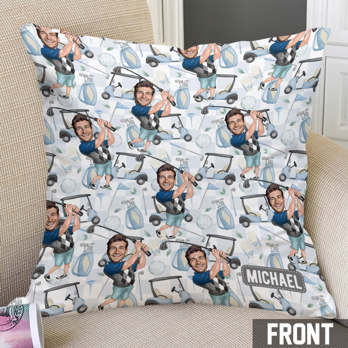 Foto eingefügtes lustiges Golfer-Golfer-Personalisiertes Golf-Dekokissen