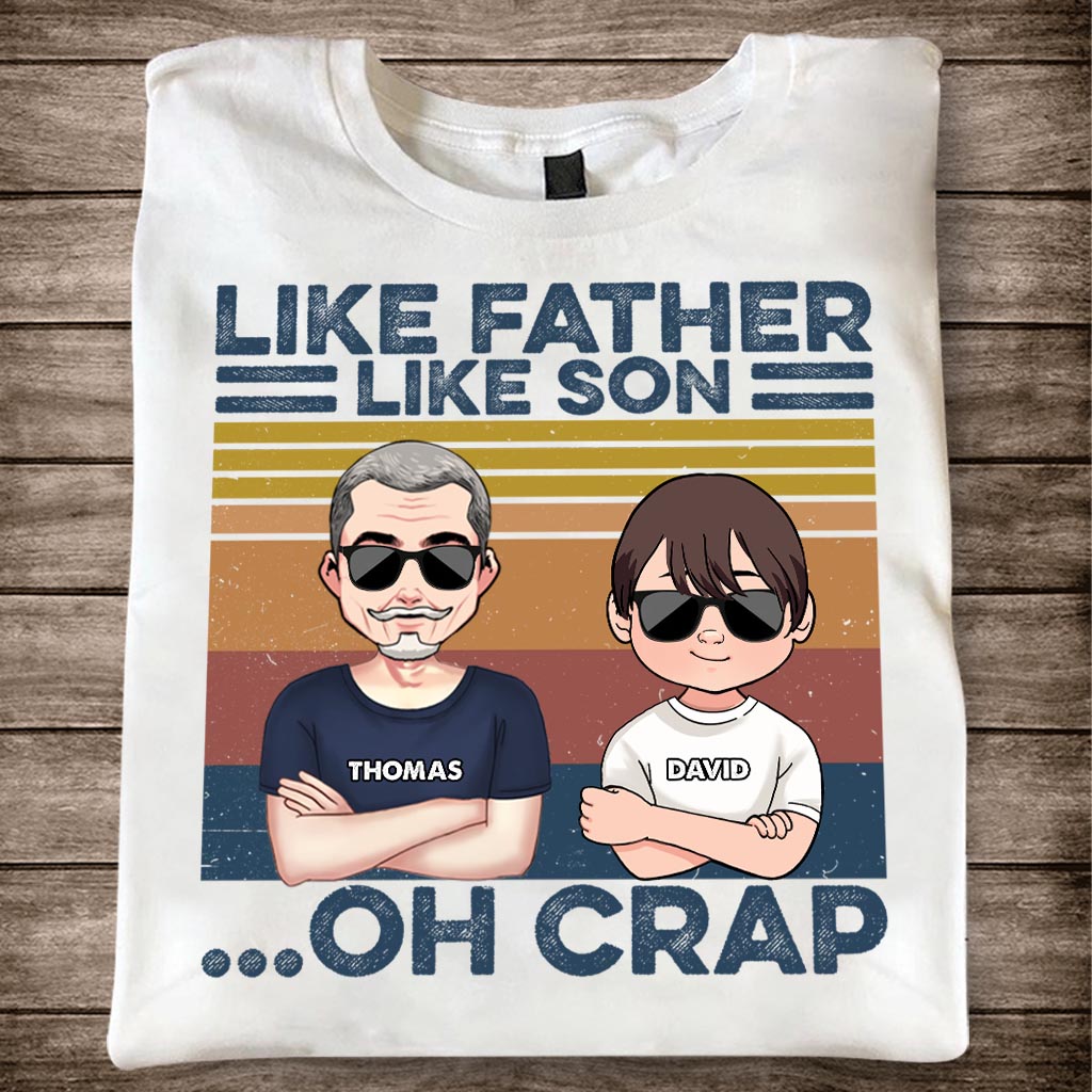 Wie der Vater, so der Sohn – Geschenk für Papa – Personalisiertes T-Shirt und Hoodie