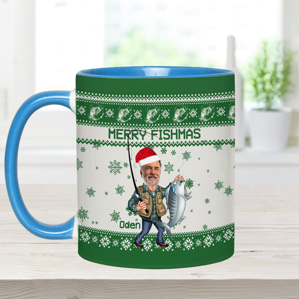 Merry Fishmas - Personalized Fishing Accent Mug