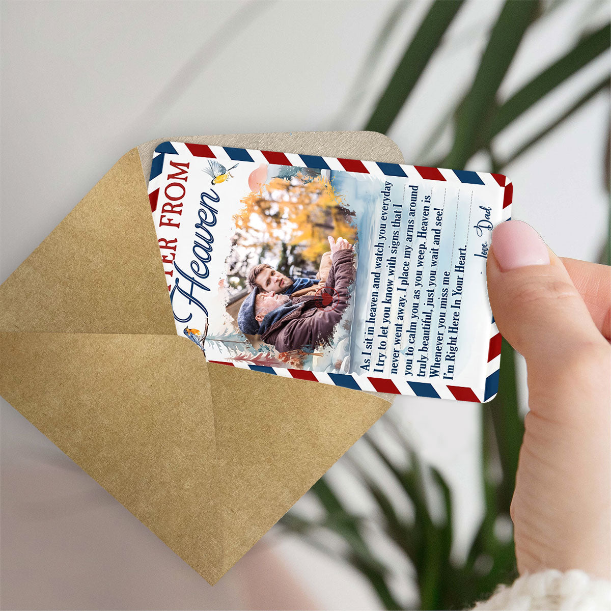 Ein Brief aus dem Himmel – Erinnerungsgeschenk zum Gedenken an einen Verstorbenen – Personalisierte Brieftaschenkarte