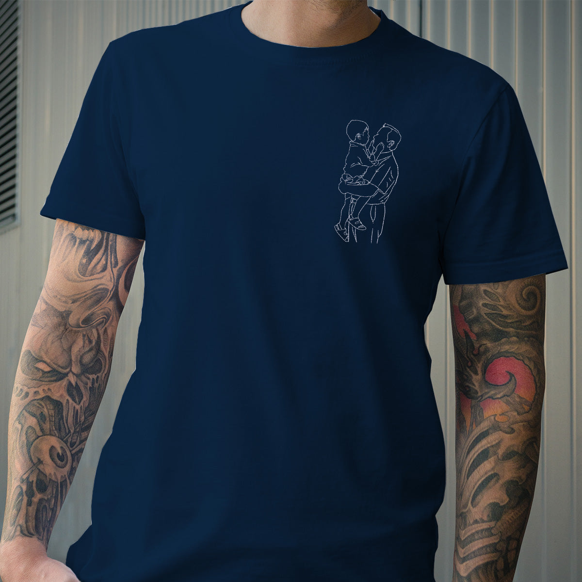 Individuelle Strichzeichnung – Personalisiertes, besticktes Opa-T-Shirt