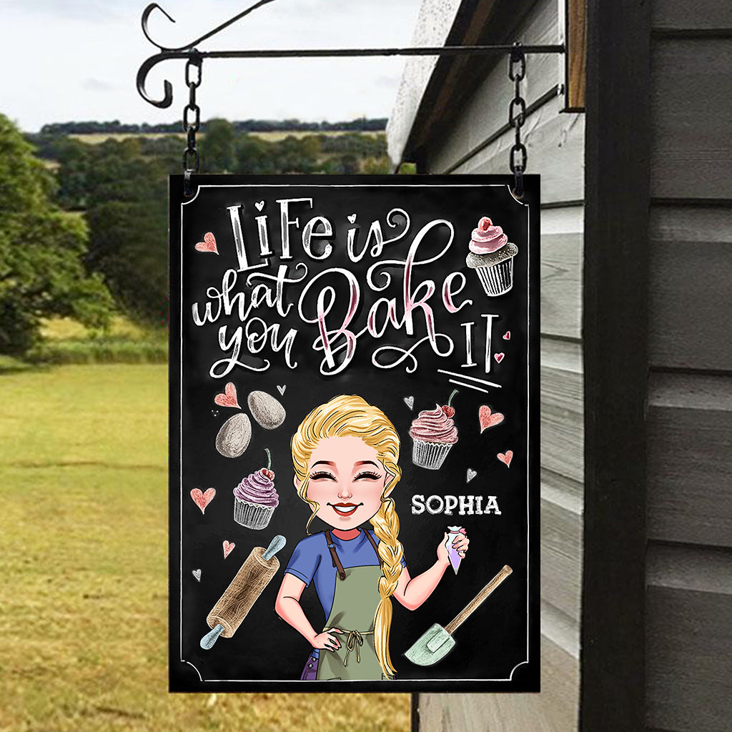 Das Leben ist, was du daraus backst – personalisiertes rechteckiges Metallschild zum Backen