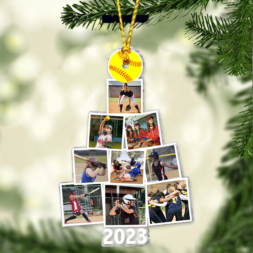 Frohe Weihnachten – Personalisierter transparenter Softball-Weihnachtsbaumschmuck