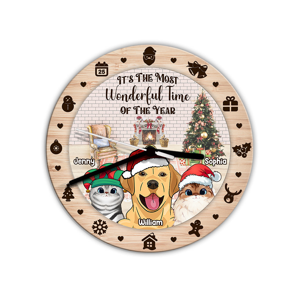 Die schönste Zeit des Jahres – personalisierte Katzen-Wanduhr