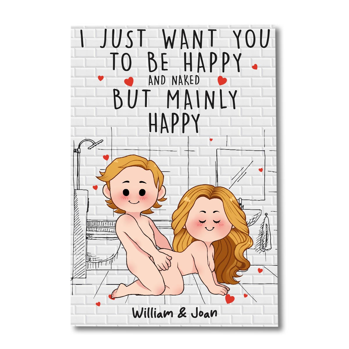 Gemeinsam duschen und dabei Wasser sparen – Personalisierte Leinwand und Poster für Paare