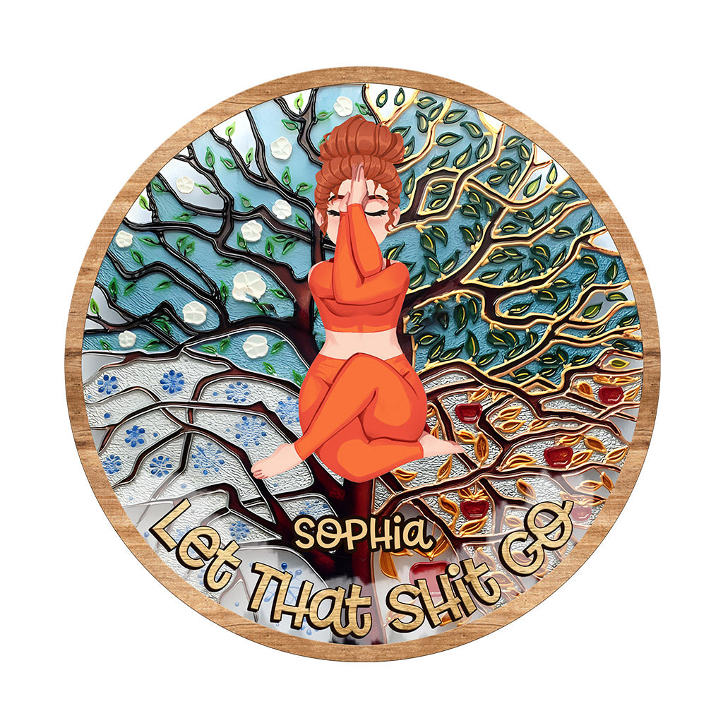 Let That Shit Go - Personalized Yoga Shaped Doormat