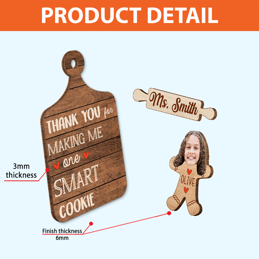 Danke, dass du mich zu einem klugen Menschen gemacht hast – Personalisierter Lehrer-Ornament, 2-teilig