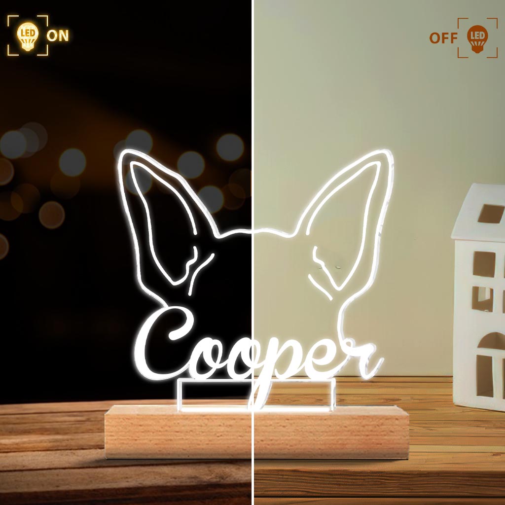 Personalisierte Gedenktafel in Form von Hundeohren – Geschenk für Hundeliebhaber, die ihren Hund verloren haben – Personalisierte Gedenktafel mit Leuchtfuß