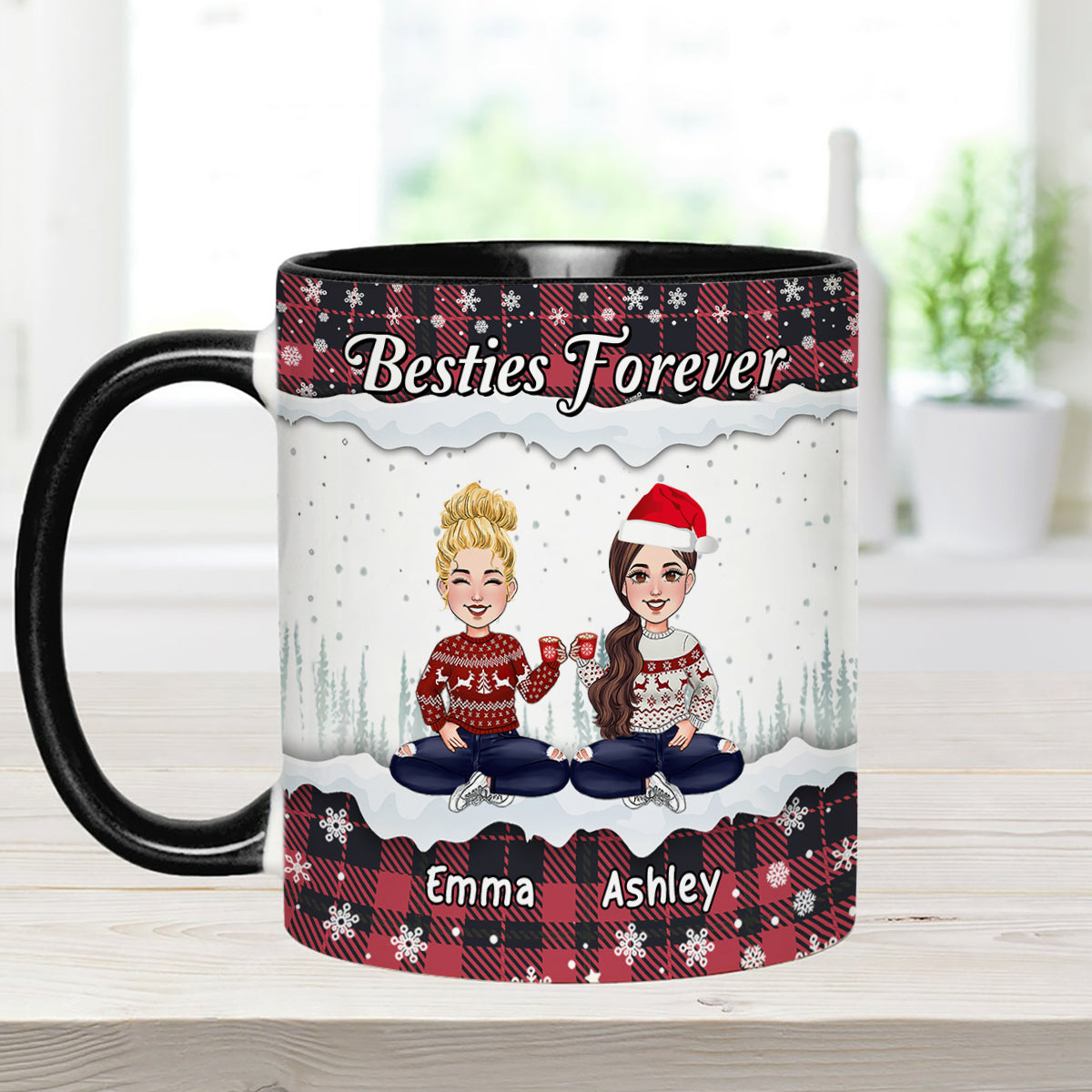 Besties Forever - Personalized Bestie Accent Mug