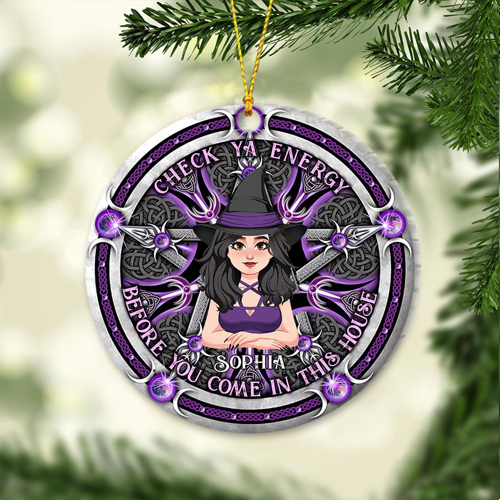 Check Ya Energy - Personalized Witch Ornament
