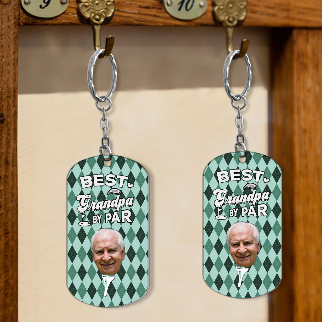 Best Dad By Par - Golf gift for dad, him, boyfriend, husband, grandpa - Personalized Stainless Steel Keychain