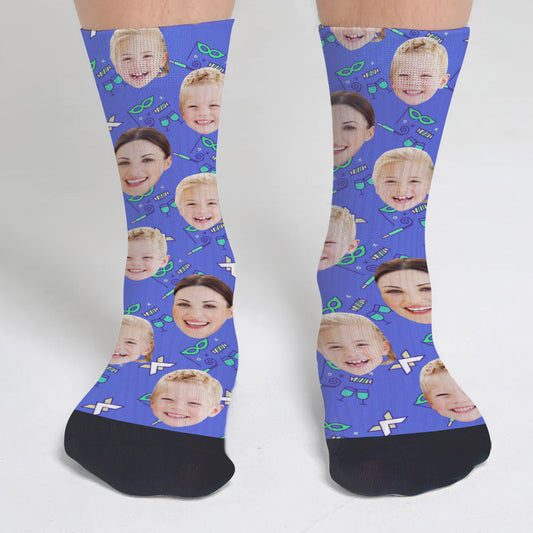 Individuelles Gesichtsmuster für Partys – Personalisierte Socken für Mütter