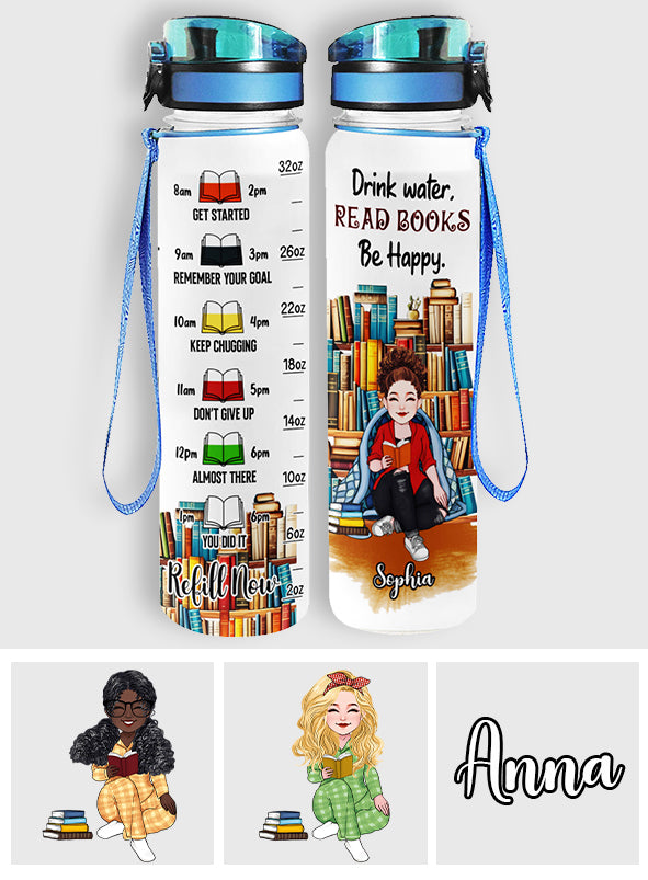 Lies ein Buch und sei glücklich – personalisierte Trinkflasche mit Lesetracker