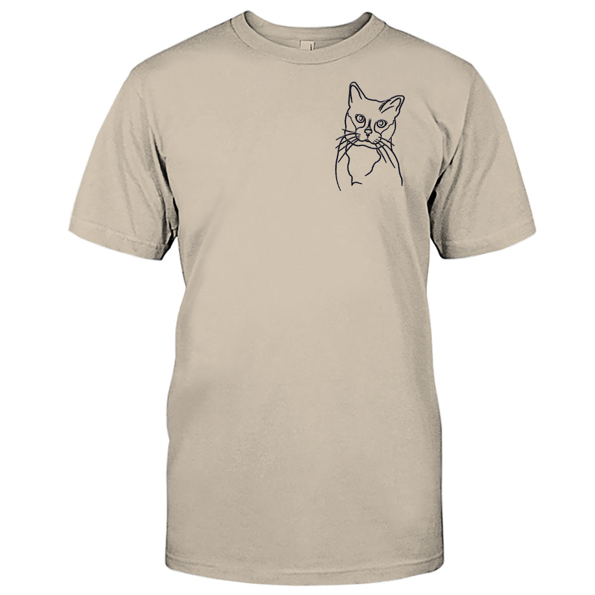 Individuelle Linienzeichnung – Personalisiertes T-Shirt mit Katzenstickerei