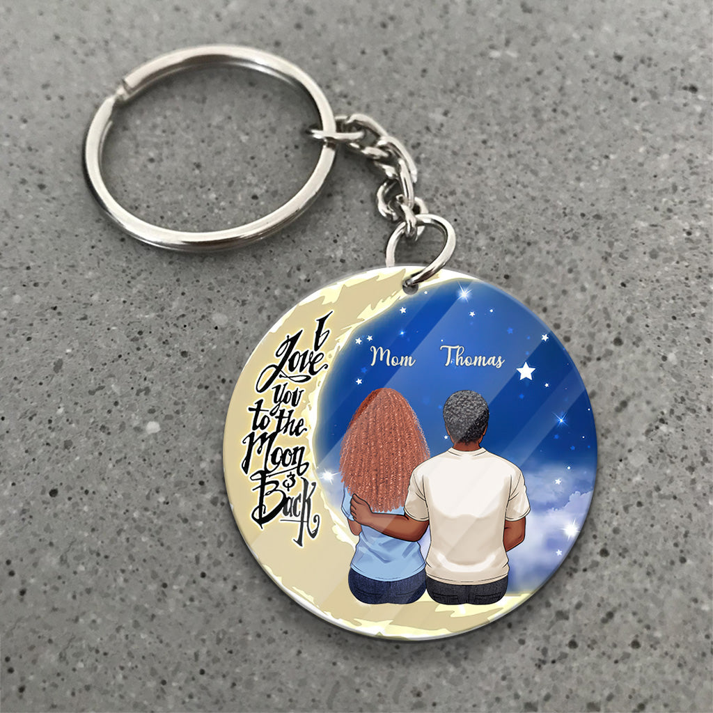 Bis zum Mond und zurück – Geschenk für Oma, Mama, Papa, Opa – Personalisierter Schlüsselanhänger