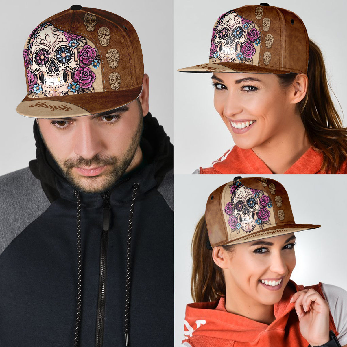 Liebe Totenköpfe – Personalisierte Totenkopf-Snapback-Kappe