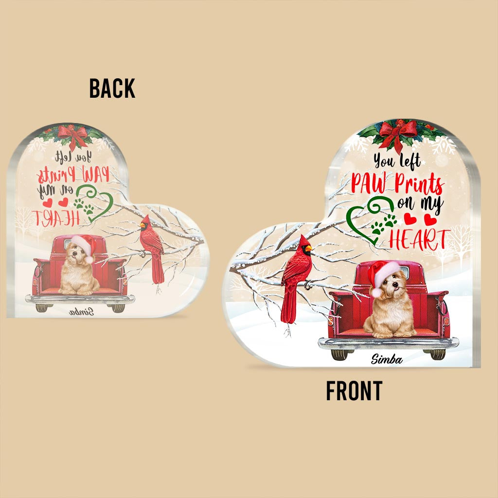 Du hast Pfotenabdrücke in meinen Herzen hinterlassen – personalisierte Acrylplakette in Hundeform