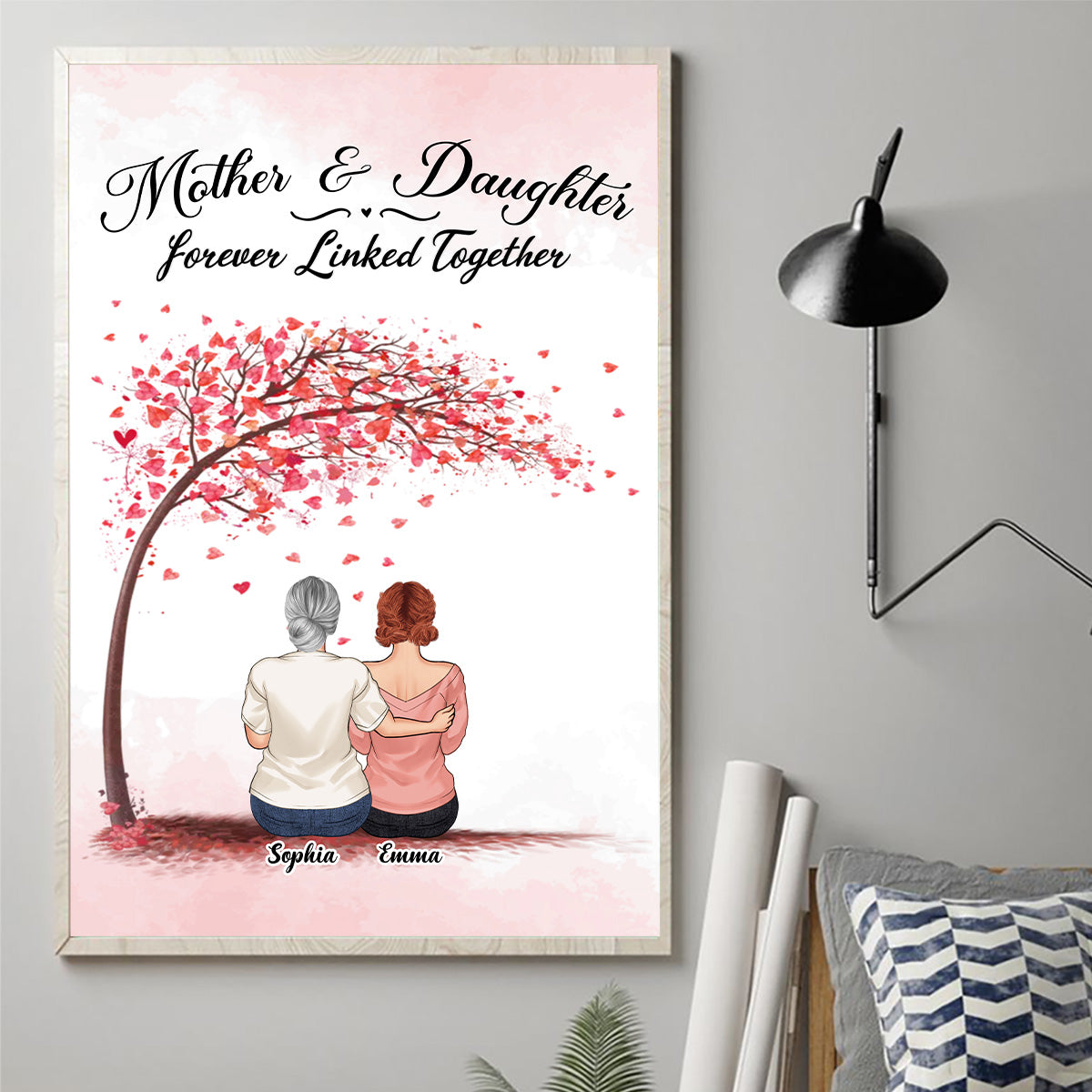 Für immer verbunden – Geschenk für Mama, Tochter, Sohn – Personalisierte Leinwand und Poster