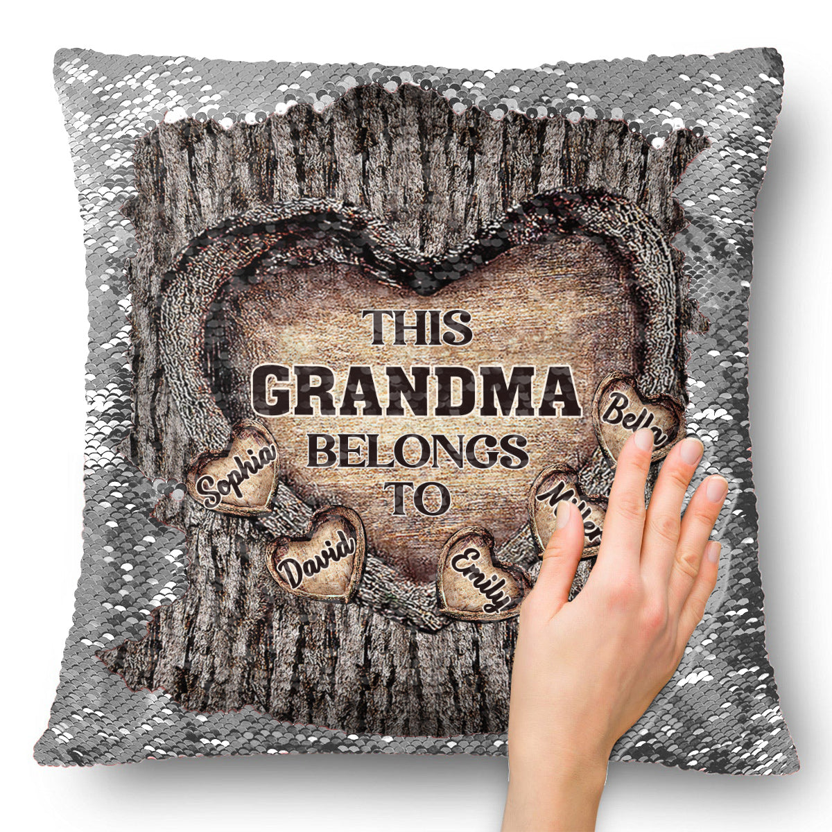 Dieses Geschenk für Oma - Personalisierter Pailletten-Kissenbezug