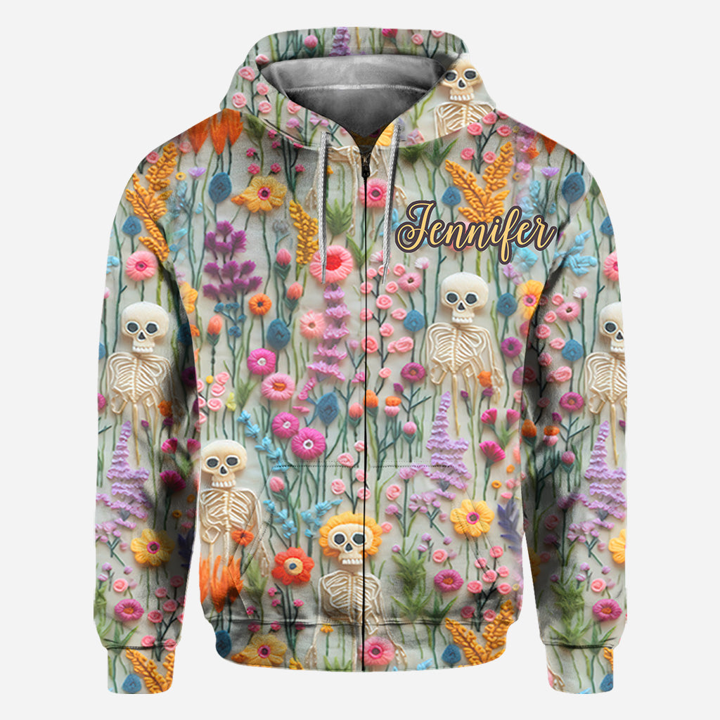 Blumenskelett - Personalisiertes Totenkopf-Shirt