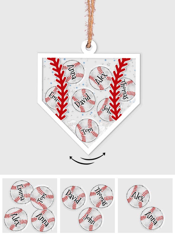 Baseball-Team – Personalisierter dreilagiger Baseball-Schüttelornament
