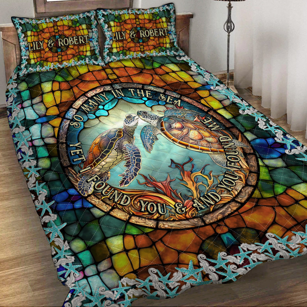 So Many In The Sea - Personalized Turtle Quilt Set