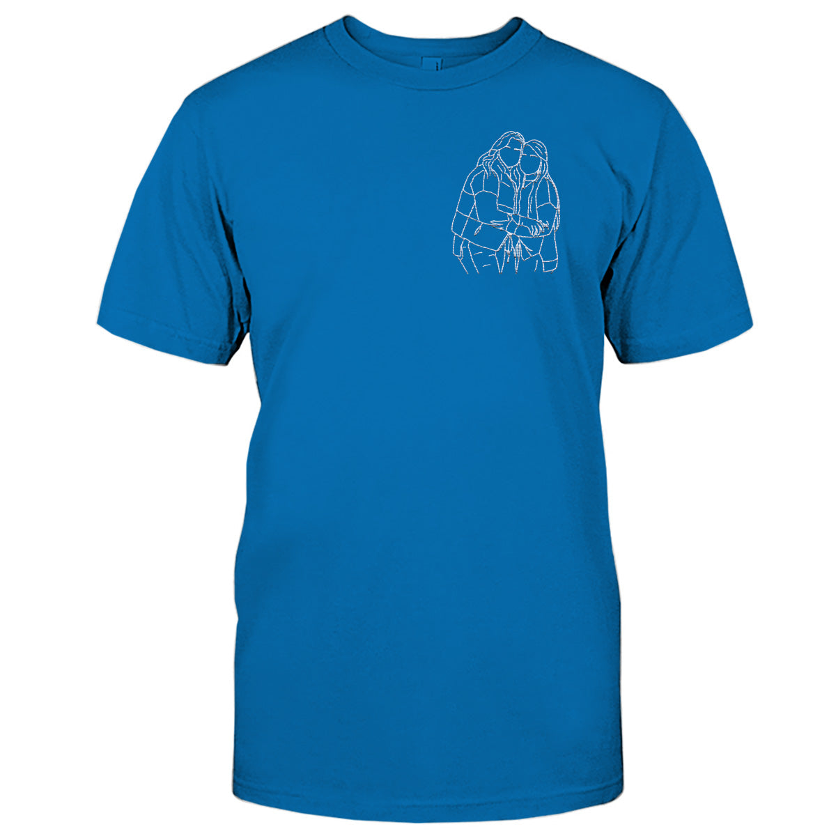 Individuelle Linienzeichnung – Personalisiertes, besticktes Geschwister-T-Shirt