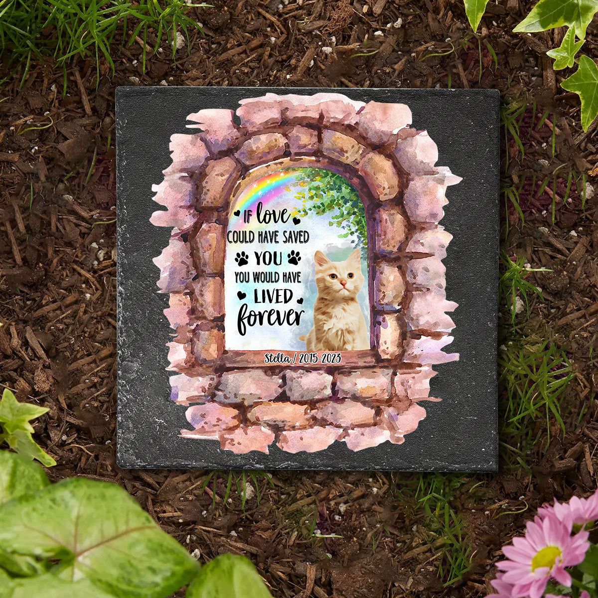 Nicht mehr an meiner Seite – Personalisierter quadratischer Stein in Hundeform