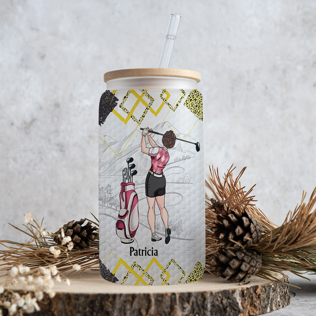 Golf Instruction - Golf gift for her, girlfriend, wife, daughter - Personalized Can Glass